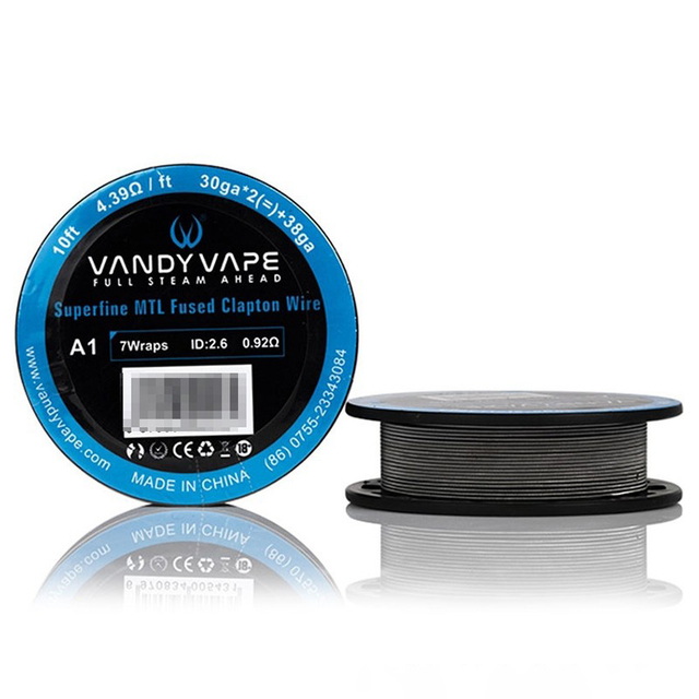 Authentic Vandy Vape A1 Superfine MTL Fused Clapton Wire for RDA / RTA / RDTA Vape Atomizer - 30GA x 2 + 38GA (10ft)