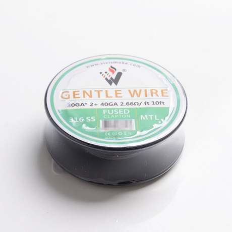 Authentic Vivismoke Gentle Fused Clapton MTL 316SS Heating Wire - Silver, 30GA x 2 + 40GA, 2.66ohm / ft, 10ft (3 Meters)