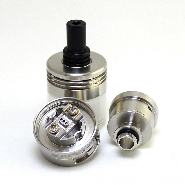 SXK Experiment 3 V3 Style MTL RTA Rebuildable Tank Vape Atomizer - Silver, 316 Stainless Steel, 2.5ml, 22mm Diameter