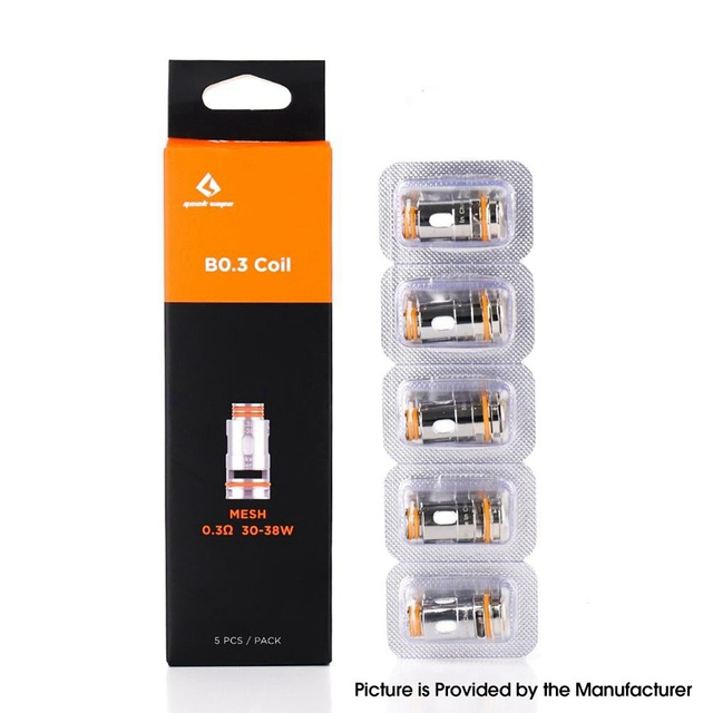 Authentic GeekVape B Series Coil for Aegis Boost, Aegis Boost Plus Z50 kit, B100 Kit, Obelisk 65 / 65 FC Kit - 0.3ohm/1.2ohm (5 PCS)