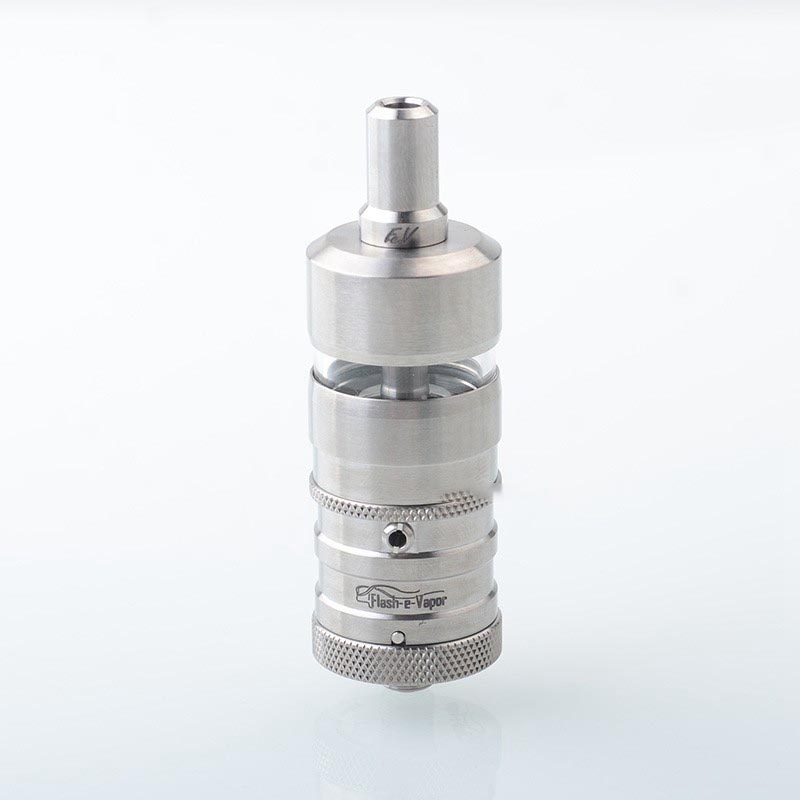 Flash e -vapor v4.5s + style RTA Atomizzatore del serbatoio ricostruibile - argento, lega di titanio + vetro, 4,5 ml, diametro di 23 mm