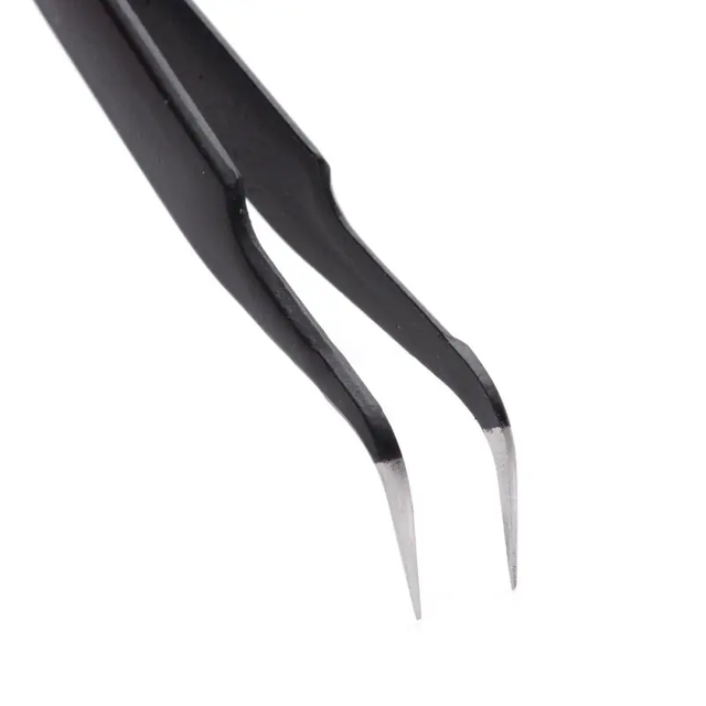 Stainless Steel Curved Tweezers - Black