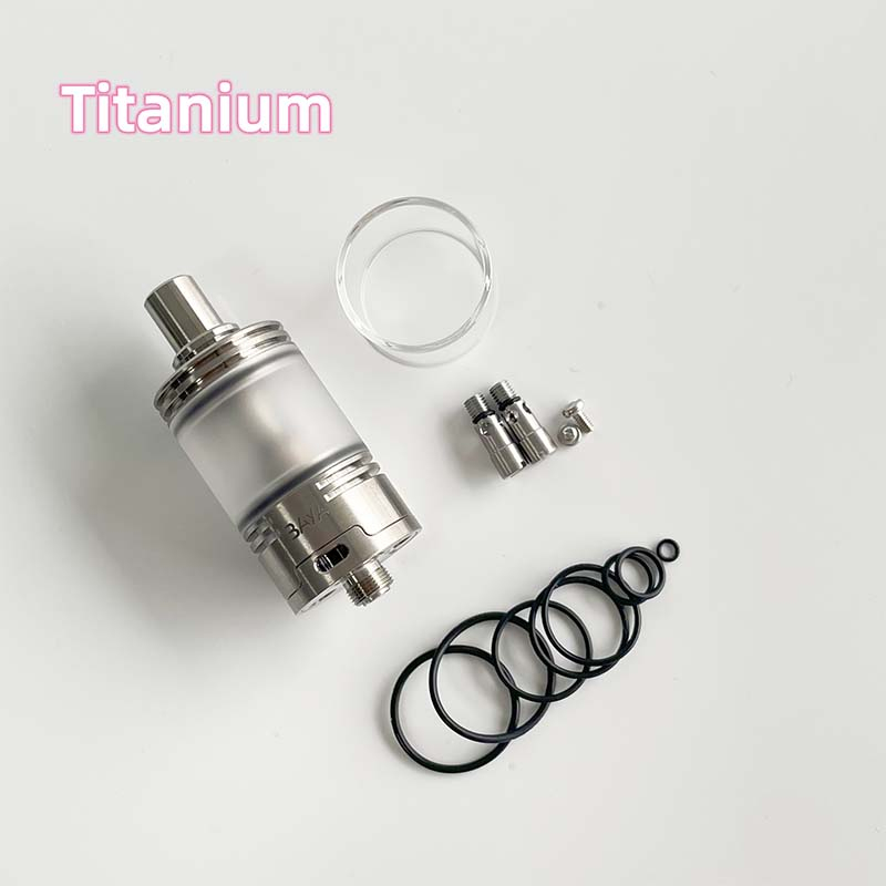 Rekavape Baya Style RTA Tank Atomizer - 4.2ml, Silver/Titanium + PEI/PC, 22mm, 1.2/1.5/1.8mm Air Pins