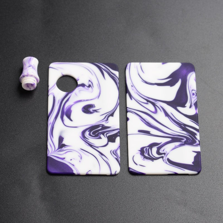Authentic Ohm Vape AIO Pod Kit Replacement Front Panel + Back Panel + Drip Tip - Purple + White, Resin