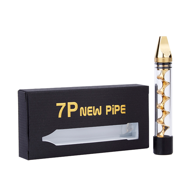 Twisty Glass Stumpf neues Rohr flaches Mundstück Trockener Kräuter Vape Sten-Gold