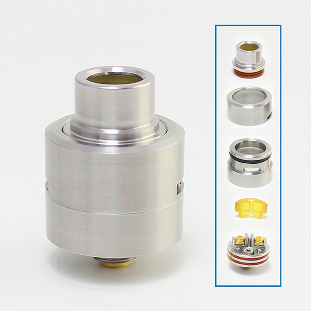 SXK M-Atty FYF M-Atty V2 Style RDA Rebuildable Dripping Vape Atomizer w/ BF Pin - Silver, 316 Stainless Steel, 20mm Diameter