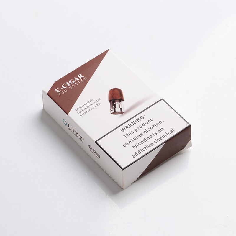 Authentic QUIZZ E-cigar Pod System Vape Kit Replacement Cartridge w/ 1.8ohm Cotton Coil - Brown + Transparent, 1.2ml (5 PCS)