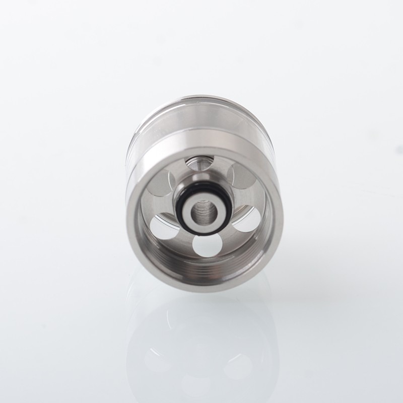 Empire V Style RTA Rebuildable Tank Atomizer – Knurling Surface / Blank Surface, Silver / Black, 23mm Diameter