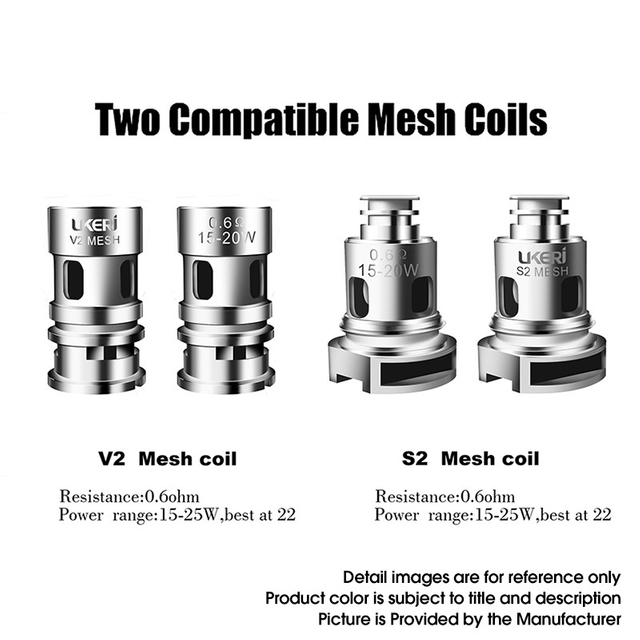 Authentic Ukeri S2 Mesh Coil Head for Brave / Magik Pod System Vape Starter Kit - 0.6ohm (15~25W) (5 PCS)