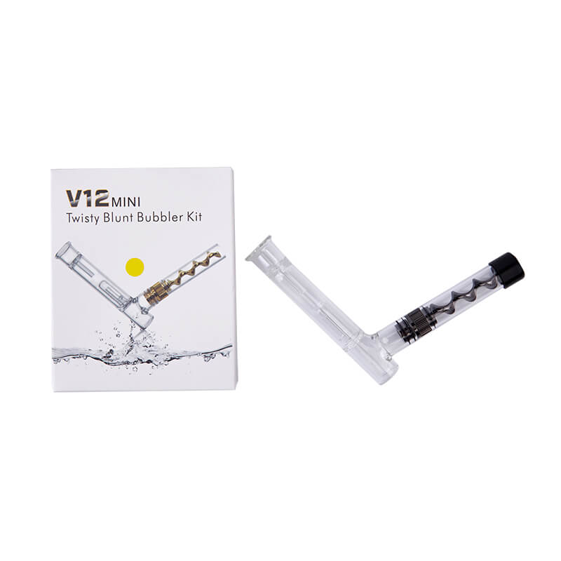Dry Herb Vape Kit Blunt V12 Mini Twisty Glass Bubbler Smoking Pipe-Gold