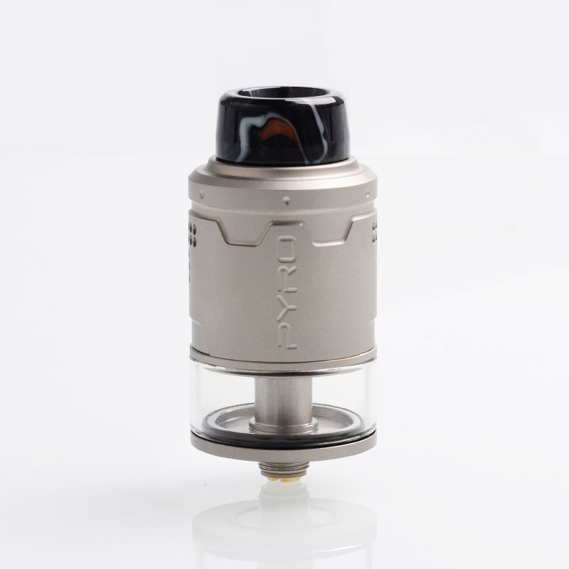 Autêntico vandy vape pyro v3 rdta recondável tanque de tanque atomizador com pino bf - cinza fosco, ss, 2 ml, 24 mm de diâmetro