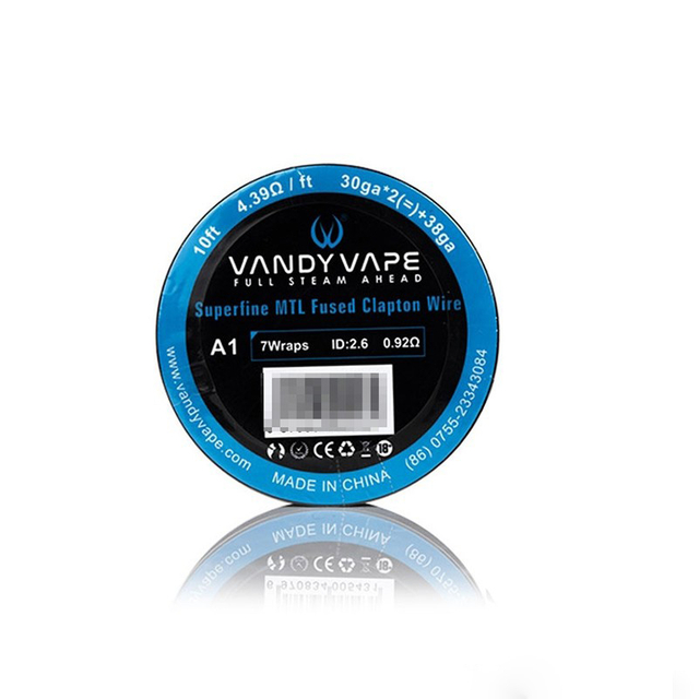 Authentic Vandy Vape A1 Superfine MTL Fused Clapton Wire for RDA / RTA / RDTA Vape Atomizer - 30GA x 2 + 38GA (10ft)