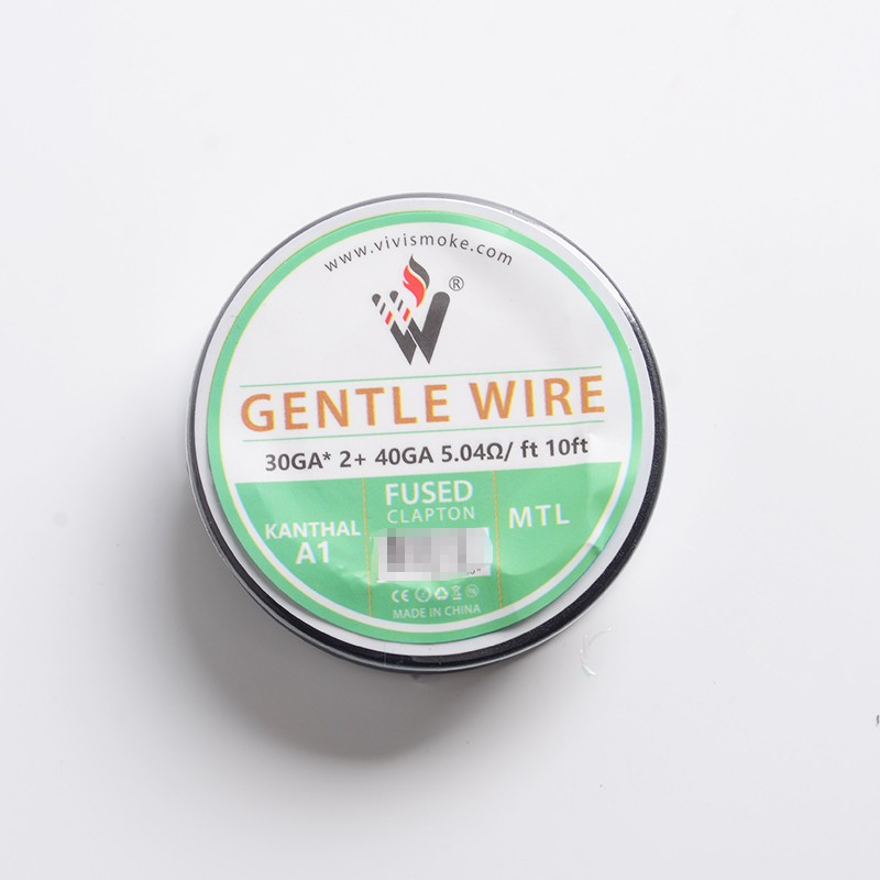 Authentic Vivismoke Gentle Fused Clapton MTL Kanthal A1 Heating Wire - Silver, 30GA x 2 + 40GA, 5.04ohm / ft, 10ft (3 Meters)