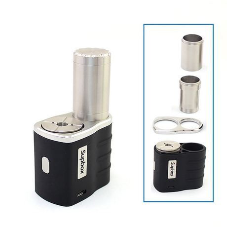 Authentic SXK Supbox Box Mod Kit Replacement 18650 / 18350 Battery Tube + Atomizer Ring - Silver, Stainless Steel