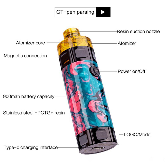 Authentic VapingGT GT Pen 40W Pod System Vape Starter Kit, 900mAh, 2.0ml,0.5ohm