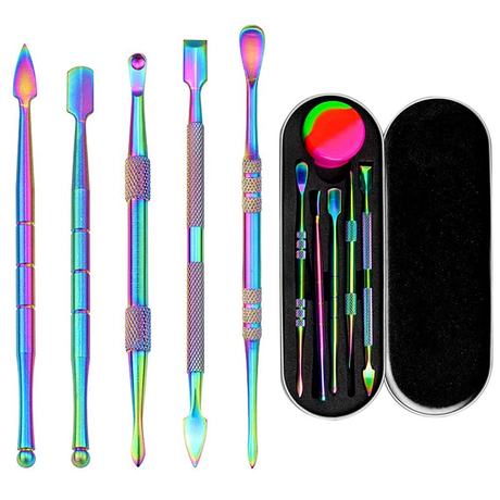 6-Piece Stainless Steel Wax Scoop & Carving Tool Set – Multi-Purpose Dabber, Pipe Cleaner, And Sculpting Kit with Silicone Accessories