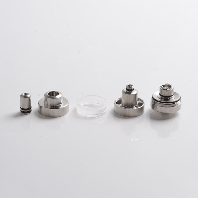 KF Lite Plus Style RTA Rebuildable Tank Vape Atomizer - Silver, Stainless Steel + Acrylic, 4.0ml, 24mm Diameter
