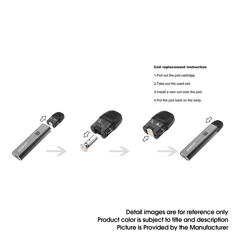 Horizontech Asteroid 900mAh Pod System Starter Kit, 2.0ml Pod Cartridge, MTL 0.8OHM Coil