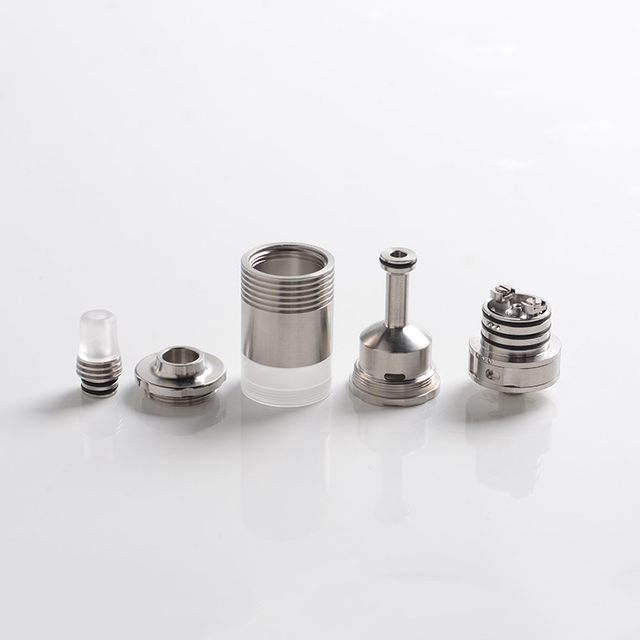 5AVape BY-kA V.9 V9 MTL RTA Rebuildable Tank Atomizer Full Kit w/ Nano Set + PEI Tank - Silver, 3.0ml / 5.0ml, 22mm Diameter