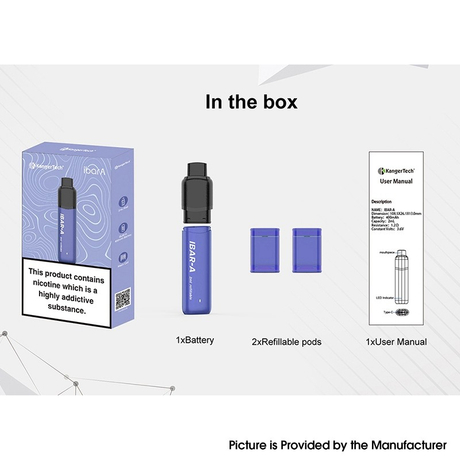 Authentic KangerTech IBAR-A Pod System Vape Kit 400mAh, 2ml, 1.2ohm