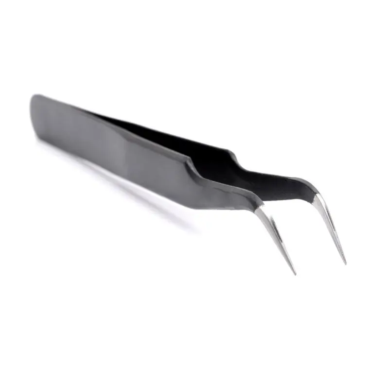 Stainless Steel Curved Tweezers - Black