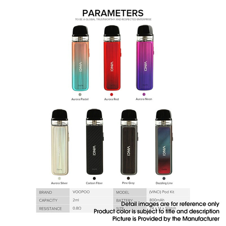 VOOPOO Vinci 15W Pod System Vape Starter Kit, 800mAh, 2.0ml Pod Cartridge, 0.8ohm