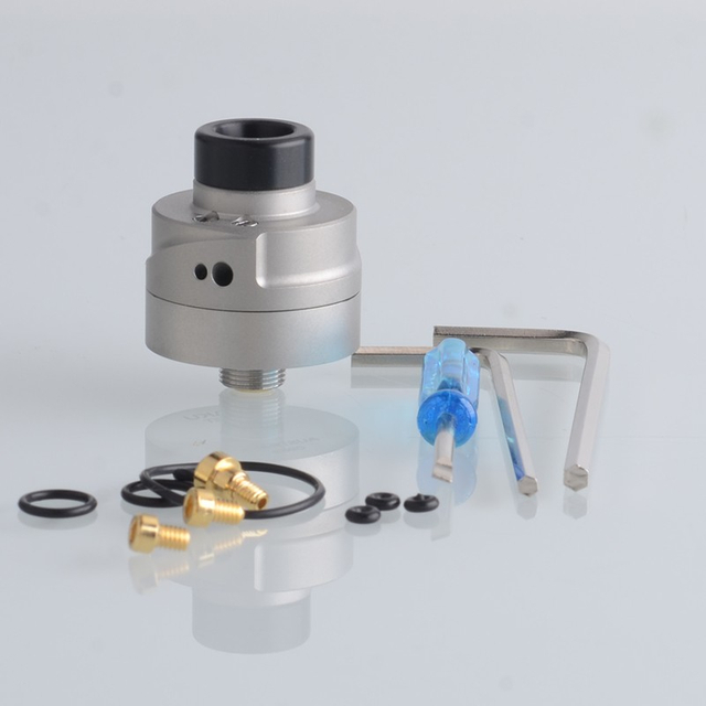SXK Haku Duet Style RDA Rebuildable Dripping Vape Atomizer w/ BF Pin - Silver, 316SS, 22mm Diameter