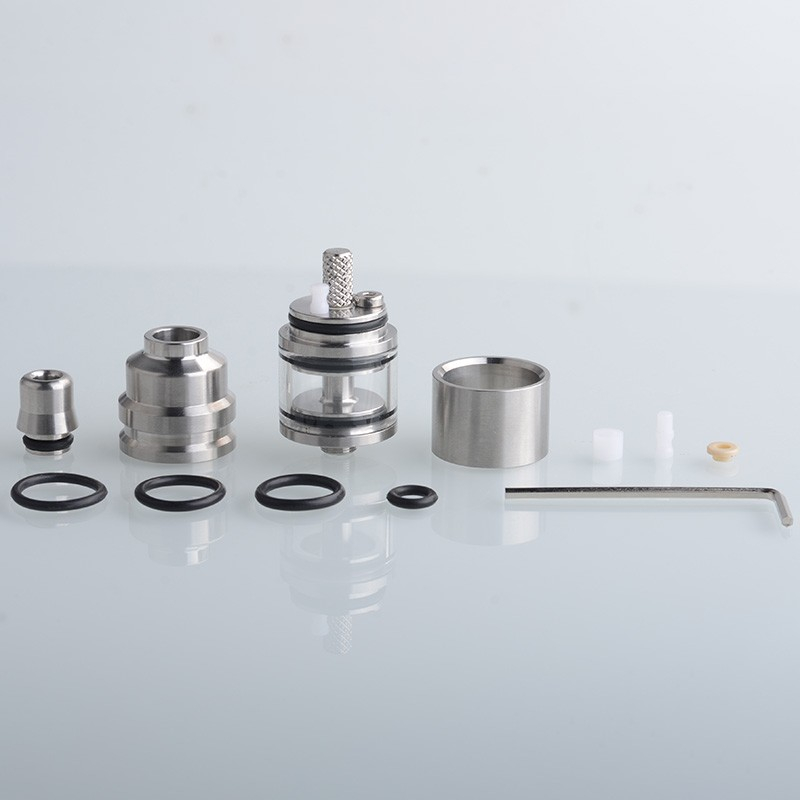 SXK Duetto Lucido Style MTL RTA Rebuildable Tank Vape Atomizer - Серебро, 316 нержавеющая сталь, 2,5 мл, 22 мм