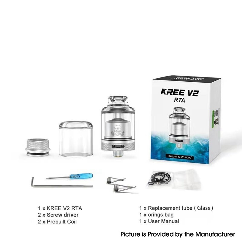 Authentique GAS Mods Kree V2 RTA Tank Rebuildable Vape ATOMERIE DE 22 mm de diamètre