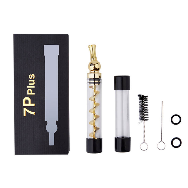 Dry Herb Vape Kit Blunt 7PPULS Twisty Glass Bubbler Smoking Pipe-Gold