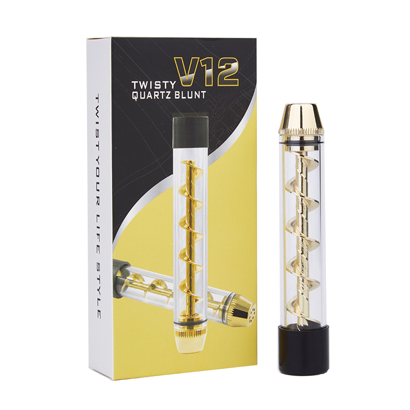 Tobacco Smoking Pipe Twisty V12 Quartz Blunt Dry Herb Vaporizer Herbal Vape Kit Easy Operation - Black 