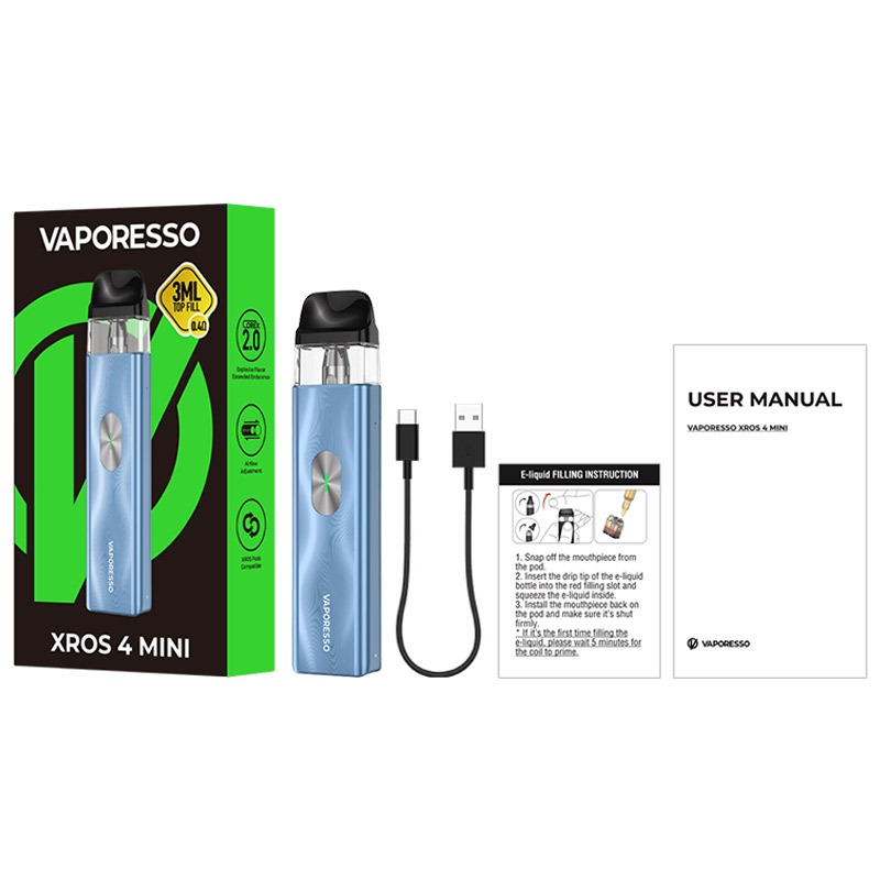 Autêntico Vaporesso xros 4 mini kit de sistema de pods - 1000mAh, 3ml recarregável vagem, bobina 0,4Ω
