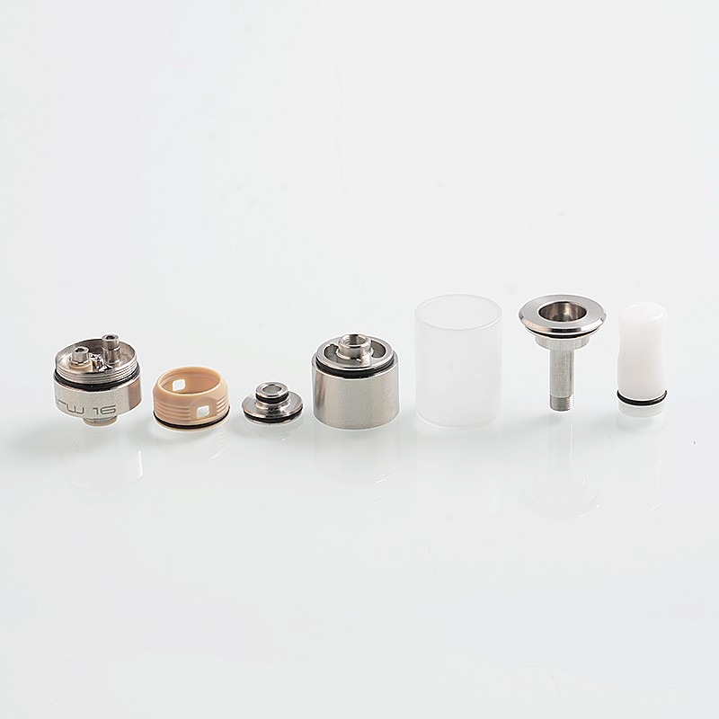 Dvarw Style MTL RTA Atomizer - 316 Stainless Steel, 2ml Capacity, 16mm Diameter, Silver