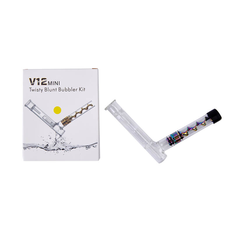 Dry Herb Vape Kit Blunt V12 Plus Twisty Glass Bubbler Smoking Pipe-Gold