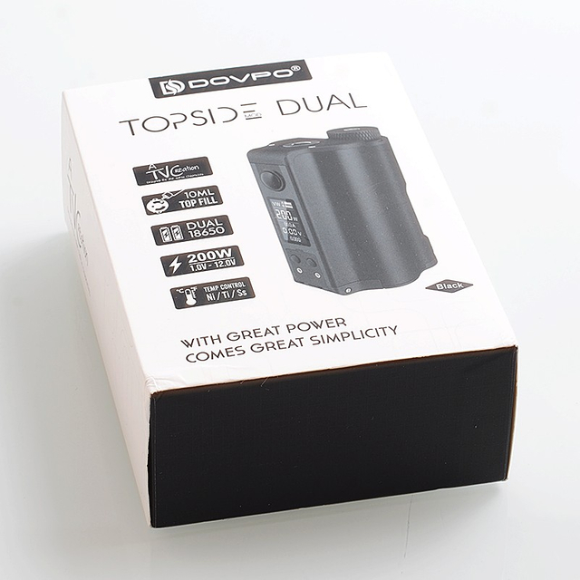 Authentic Dovpo Topside Dual 200W TC VW Variable Wattage Squonk Box Mod , 5~200W, 2 x 18650, 10ml