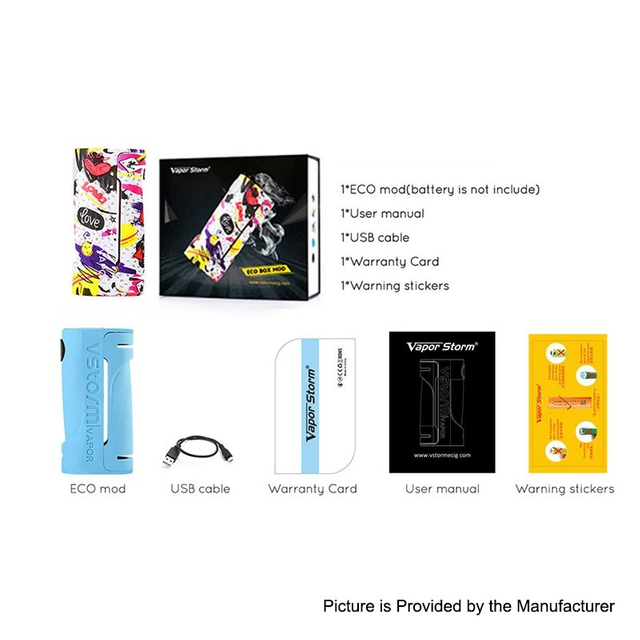 Authentic Vapor Storm Eco 90W Mechanical Box Mod - Black Red, ABS