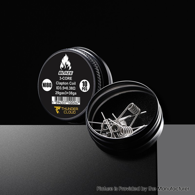 Authentic Thunder Cloud Blaze Ni80 Pre-Built 3-Core Clapton Coil - 0.38ohm, 29Ga x 3 + 38Ga (10 PCS)