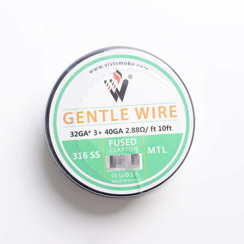 Authentic Vivismoke Gentle Fused Clapton MTL 316SS Heating Wire - Silver, 32GA x 3 + 40GA, 2.88ohm / ft, 10ft (3 Meters)