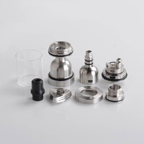 YFTK Skyline R Style RTA Rebuildable Tank Atomizer Kit w RDL Airdisks - Silver, 3.2ml, 22mm Dia