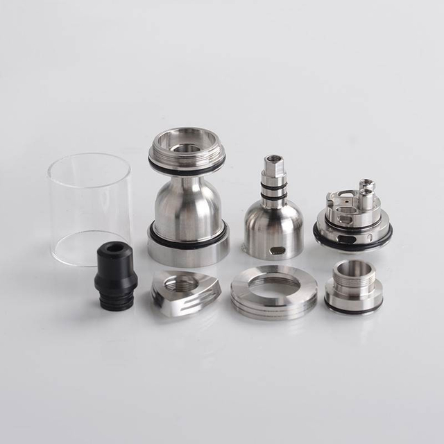 YFTK Skyline R Style RTA Rebuildable Tank Atomizer Full Kit w/ MTL + RDL Airdisks - Silver, 3.2ml, 22mm Dia