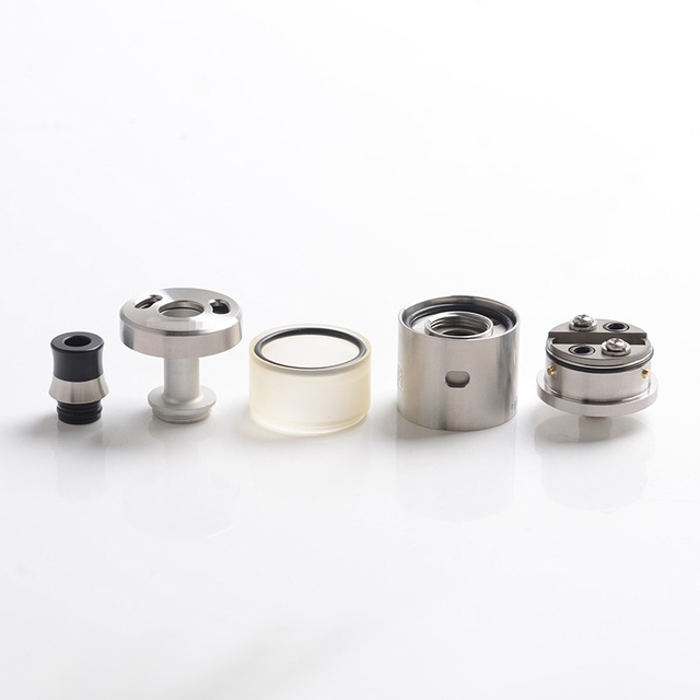 Squ Arise Style RTA Rebuildable Tank Vape Atomizer - Silver, SS + PSU, 4.0ml, DL / MTL, 24mm Diameter