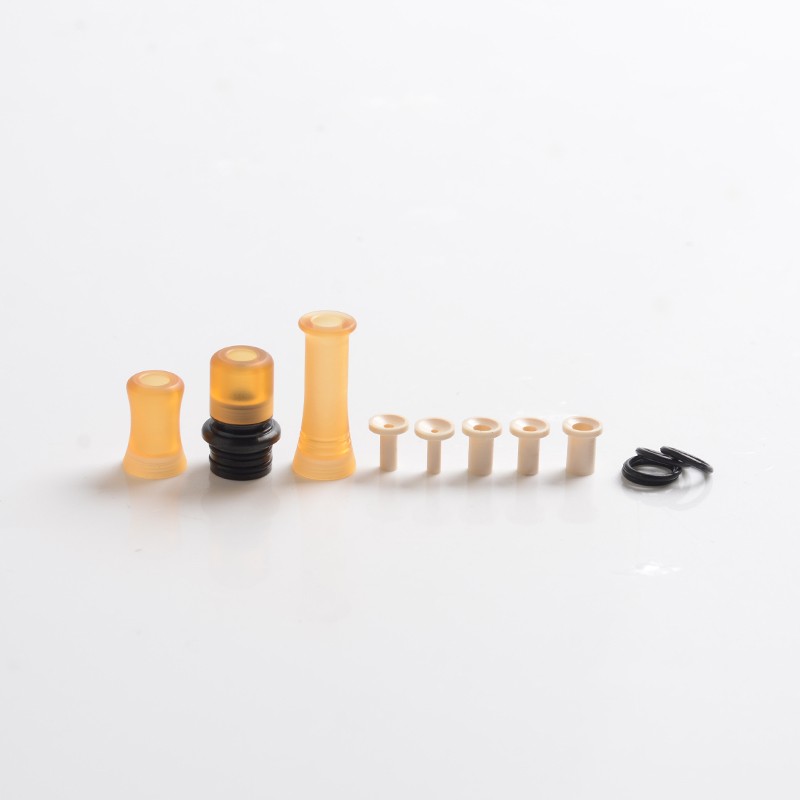 Authentic-AUDS-CG108P-CG-PRO-510-DRIP-TIP-W-5-X-PLUGS-FOR-RTA-RDA-RDTA-VAPE-ATOMIZER-Black-Yellow-SS-PEI-305mm