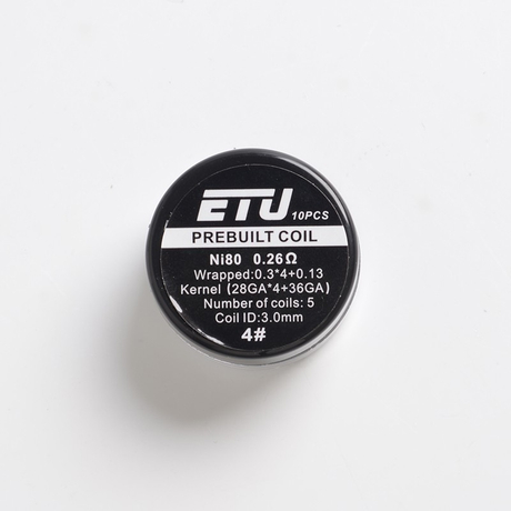 SXK ETU Pre-built Coil Wire for RDA Atomizer - 0.26ohm, Ni80, Kernel 28GA x 4 + 36GA, Wrapped 0.3 x 4 + 0.13 (10 PCS)