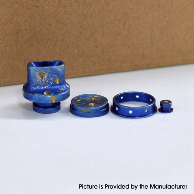 Authentic MK MODS Handmade Engraved Titanium Drip Tip + Button Set for dotMod dotAIO V1 / V2 Fire Button, VV Button