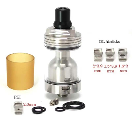 YFTK Skyline R Style RTA Rebuildable Tank Atomizer Kit w RDL Airdisks - Silver, 3.2ml, 22mm Dia