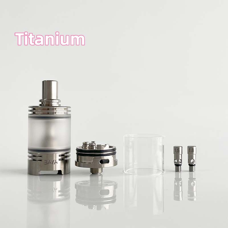 Rekavape Baya Style RTA Tank Atomizer - 4.2ml, Silver/Titanium + PEI/PC, 22mm, 1.2/1.5/1.8mm Air Pins