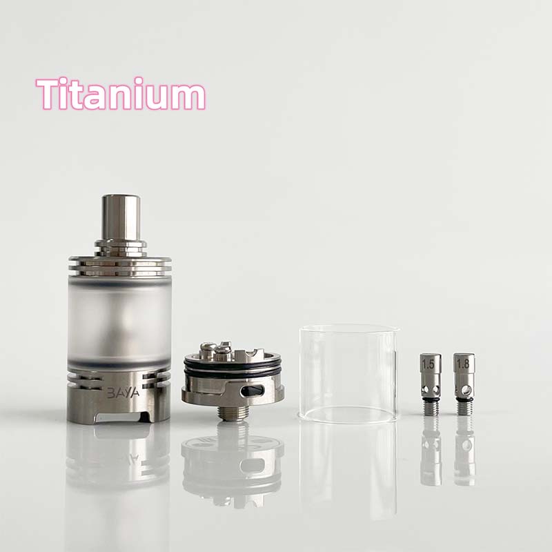 Rekavape Baya Style RTA Tank Atomizer - 4.2ml, Silver/Titanium + PEI/PC, 22mm, 1.2/1.5/1.8mm Air Pins
