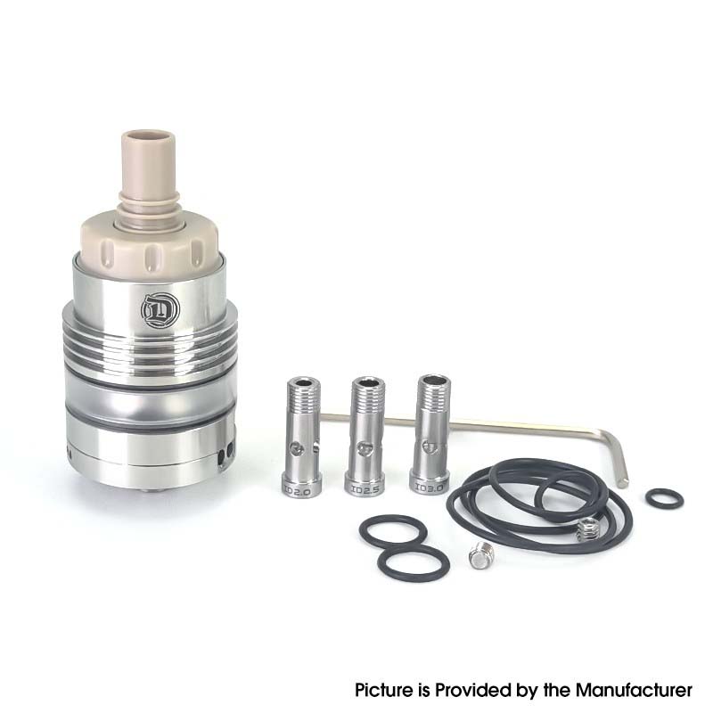 SXK Monarki OST Gaya Sekolah Tua Dl RTA Penyemprot tangki yang dapat dibangun kembali - perak, pin udara 2, 2.5, 3, 3.5mm, diameter 22mm