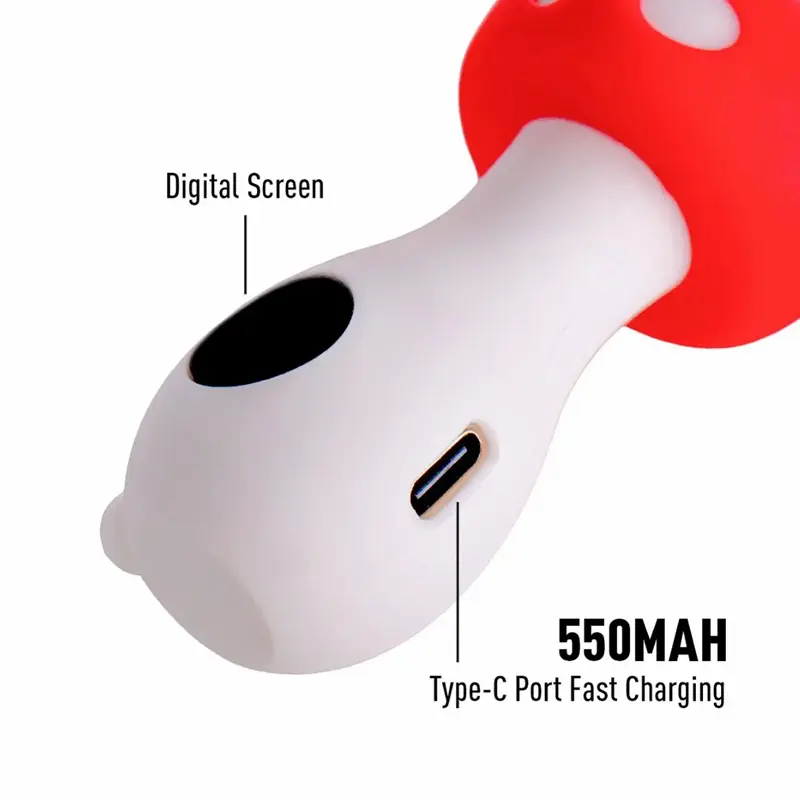 Extrato cogumelo 510 thread Vape bateria - 550mAh, tensão variável, carregamento rápido USB -C