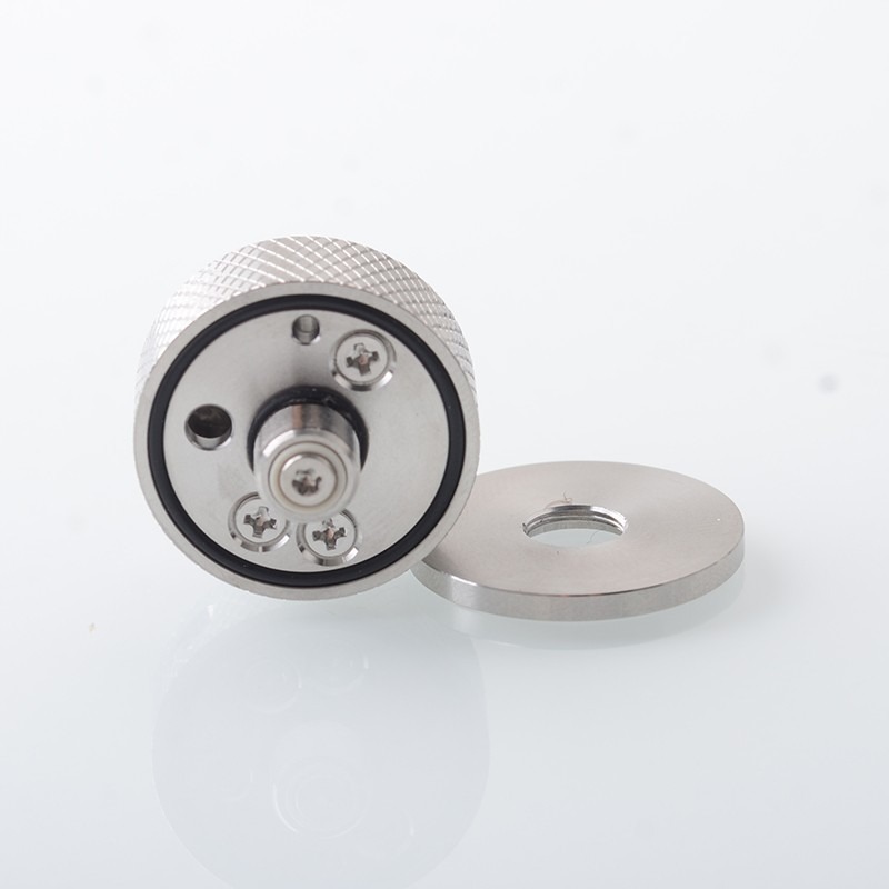 Replacement Build Deck for Empire V Style RTA – Knurled Surface, Silver Stainless Steel